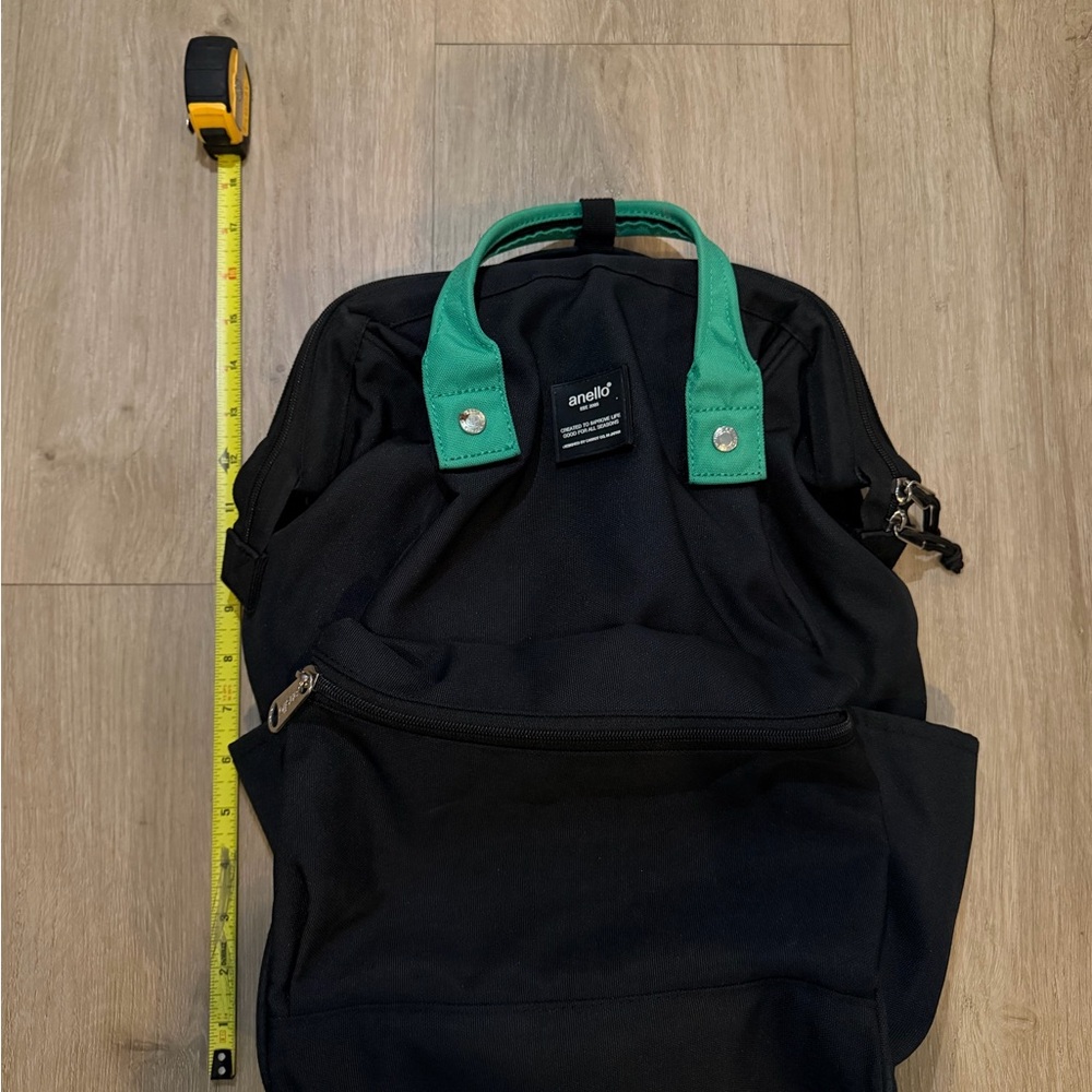 Black Backpack with Green Handles - Women's Everyday Backpack